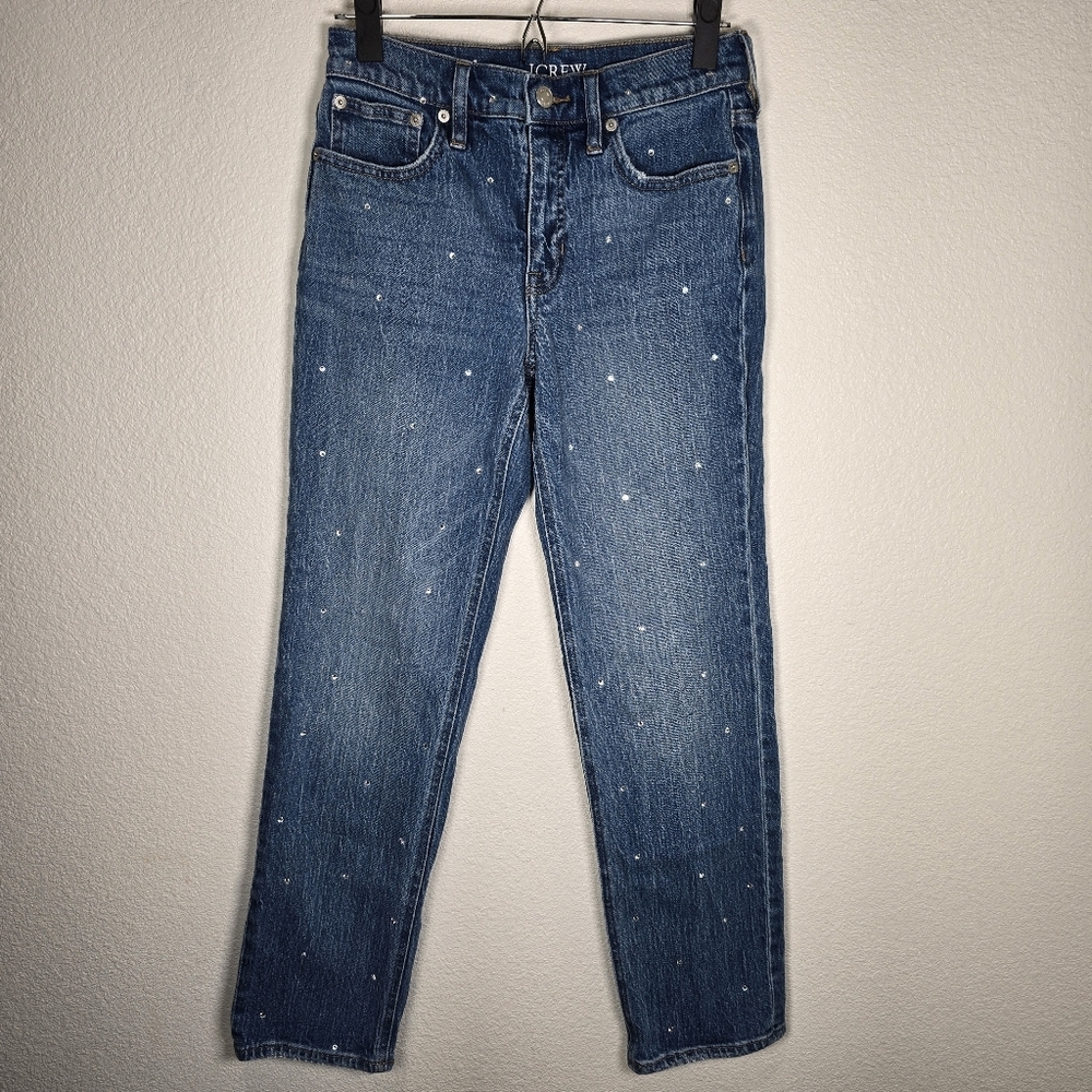 J. Crew 90s classic straight Leg Jean with rhinestones Size 24 Mid Rise